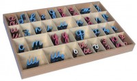 Малый подвижный деревянный алфавит-прописные наклонные буквы - Товары для образования