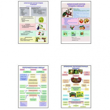 Плакаты ПРОФТЕХ "Классификация овощей и переработка" (8 пл, винил, 70х100) - «globural.ru» - Минусинск