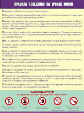 Таблица демонстрационная "Правила поведения на уроках химии" (винил 100х140) - «globural.ru» - Минусинск