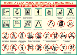 Таблица Правила безопасности при работе на лестнице 1000*1400 винил - «globural.ru» - Минусинск